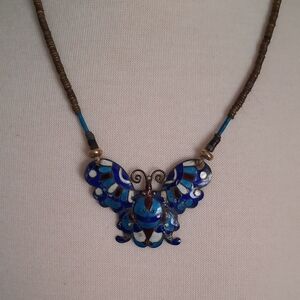 Laurel Burch Vintage Enameled Butterfly Necklace